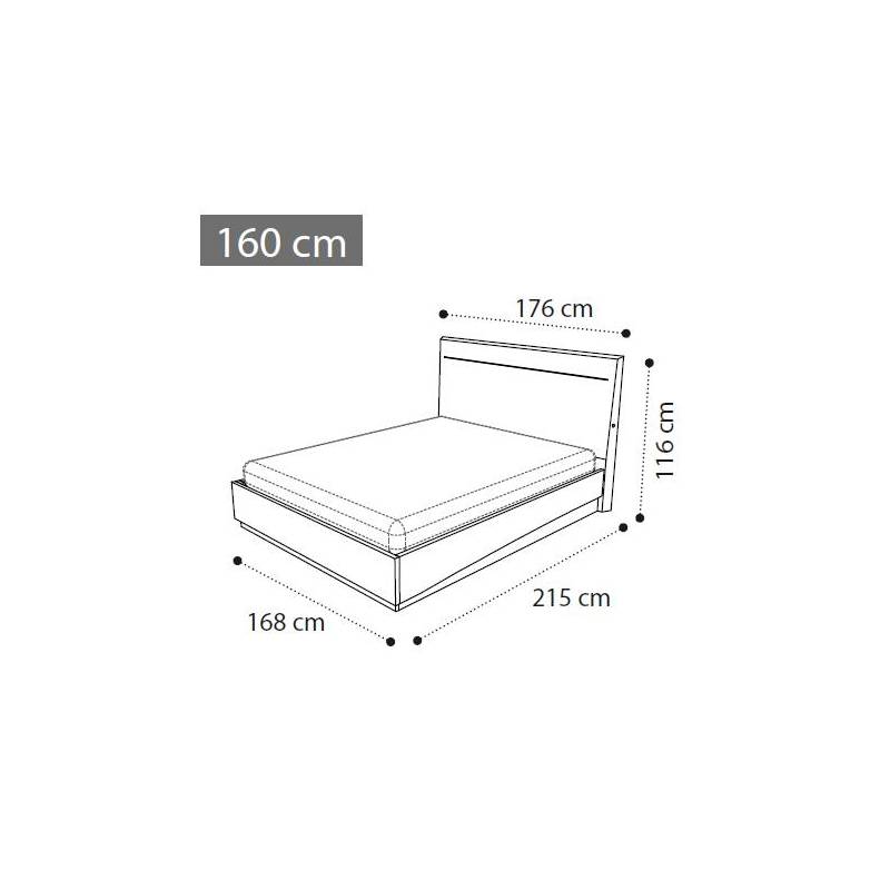 Размеры кровати Legno 160x200 коллекции Platinum Sabbia Camelgroup, 136LET.33BS